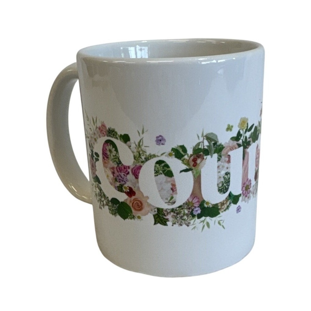 Orca Coatings White Ceramic Floral Courage Coffee Mug Motivational Gift